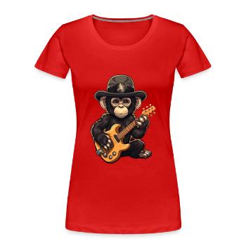 Affe Schimpanse spielt Acousitc Rock Gitarre - Frauen Premium Bio T-Shirt - Rot - Vorne - Mia (176cm)
