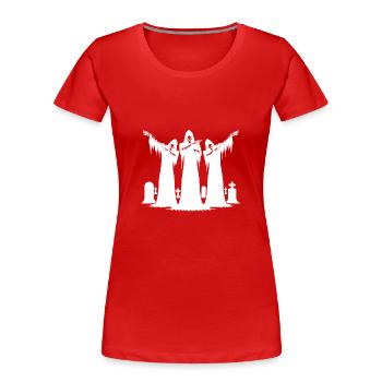Gruselige Dabbing Zombies auf dem Friedhof - Frauen Premium Bio T-Shirt - Rot - Vorne - Mia (176cm)