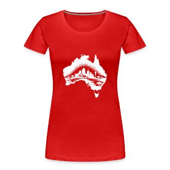 Australischer Kontinent Landschaft Tattoo Sytyle - Frauen Premium Bio T-Shirt - Rot - Vorne - Mia (176cm)