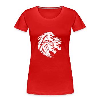 Drei Pferdeköpfe mit eleganter wilder Mähne - Frauen Premium Bio T-Shirt - Rot - Vorne - Mia (176cm)