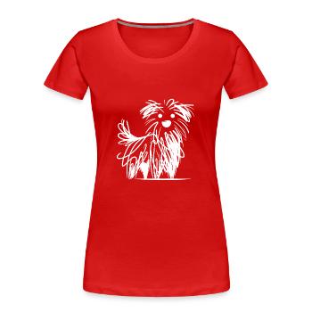Verspielte Hundeskizze in Tinten Kritzellinien - Frauen Premium Bio T-Shirt - Rot - Vorne - Mia (176cm)