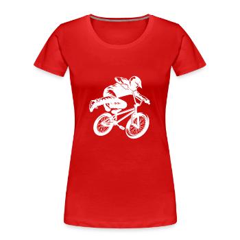 BMX Stunt Freestyle Rider Jump Design - T-shirt bio Premium Femme - rouge - Devant - Mia (176cm)