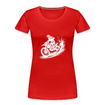 Dessin d’illustration dynamique de motocross - T-shirt bio Premium Femme - rouge - Devant - Mia (176cm)