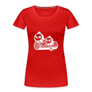 Joyeux petits oiseaux mignons dans le style de dessin animé - T-shirt bio Premium Femme - rouge - Devant - Mia (176cm)