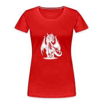 Noble impressive dragon with large wings - Women's Premium Organic T-Shirt - red - Front - Mia (176cm)