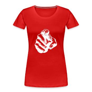 Motivationsdesign Zeigefinger Handgeste - Frauen Premium Bio T-Shirt - Rot - Vorne - Mia (176cm)