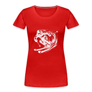 Skisport im Extremsport Style Pisten Abfahrt - Frauen Premium Bio T-Shirt - Rot - Vorne - Mia (176cm)