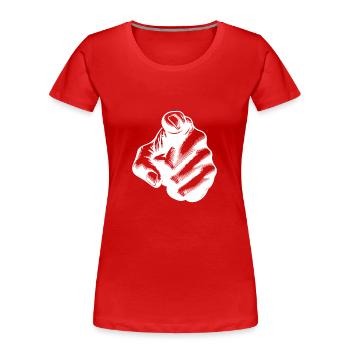 L’index accrocheur comme geste de la main - T-shirt bio Premium Femme - rouge - Devant - Mia (176cm)