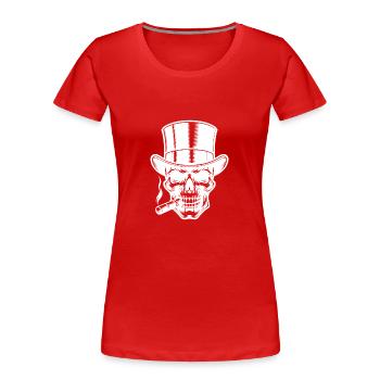 Crâne cylindrique avec cigare style gangster - T-shirt bio Premium Femme - rouge - Devant - Mia (176cm)