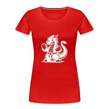 Sombre style dessin animé Karaté Dragon - T-shirt bio Premium Femme - rouge - Devant - Mia (176cm)