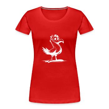 Patron Vogel, je ne vole pas, je me pavane - T-shirt bio Premium Femme - rouge - Devant - Mia (176cm)