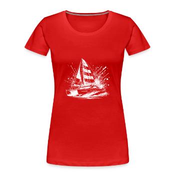 Catamaran double coque voilier à voiles - T-shirt bio Premium Femme - rouge - Devant - Mia (176cm)