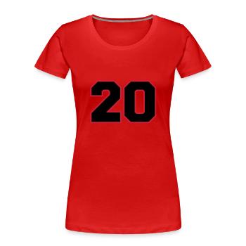 Number20 - Women's Premium Organic T-Shirt - red - Front - Mia (176cm)