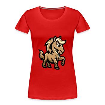 Pferd Comic - Frauen Premium Bio T-Shirt - Rot - Vorne - Mia (176cm)