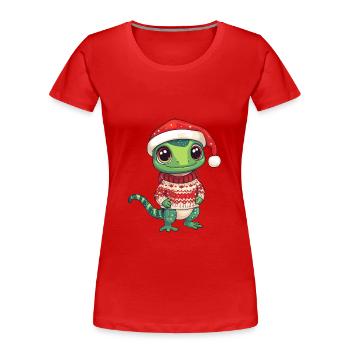 Echse Weihnachten Comic - Frauen Premium Bio T-Shirt - Rot - Vorne - Mia (176cm)