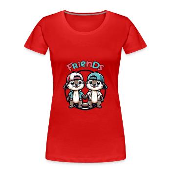 Two Cute Otter Buddies Buddies Forever - Women's Premium Organic T-Shirt - red - Front - Mia (176cm)