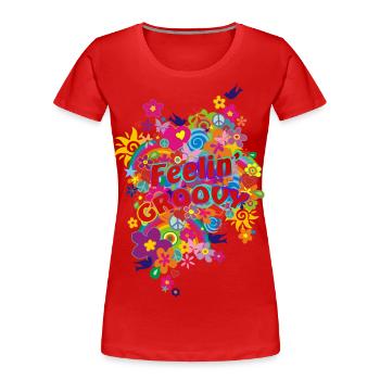 NEW FLOWER POWER RAINBOW - feelin 'groovy - Women's Premium Organic T-Shirt - red - Front - Mia (176cm)