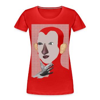 Fld.) Denke Thinkah - Frauen Premium Bio T-Shirt - Rot - Vorne - Mia (176cm)