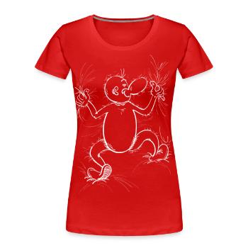 Gros câlin | Tarin homme - Blanc - T-shirt bio Premium Femme - rouge - Devant - Mia (176cm)