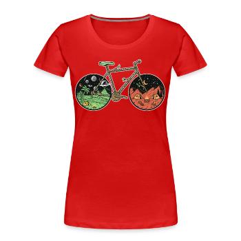Vélo de montagne, esthétique artistique VTT vélo Art - T-shirt bio Premium Femme - rouge - Devant - Mia (176cm)