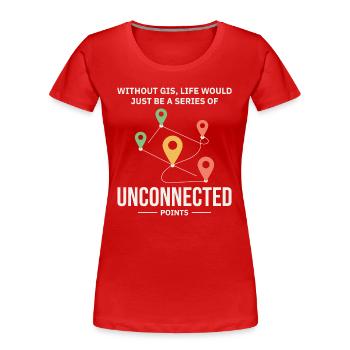 GIS Analyse von Karten ohne verbundene Punkte - Frauen Premium Bio T-Shirt - Rot - Vorne - Mia (176cm)