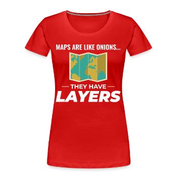 Kartenebenen GIS Kartografie Geographische Daten - Frauen Premium Bio T-Shirt - Rot - Vorne - Mia (176cm)