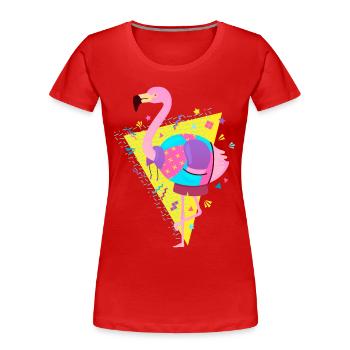 80s Style Flamingo - Frauen Premium Bio T-Shirt - Rot - Vorne - Mia (176cm)