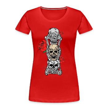 skulls - Frauen Premium Bio T-Shirt - Rot - Vorne - Mia (176cm)