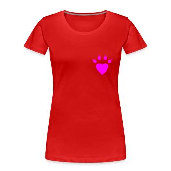 Katzenpfote Herz Pfote - Frauen Premium Bio T-Shirt - Rot - Vorne - Mia (176cm)
