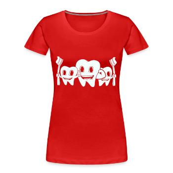Dents Brosse à dents Dents de sagesse Dents de lait - T-shirt bio Premium Femme - rouge - Devant - Mia (176cm)