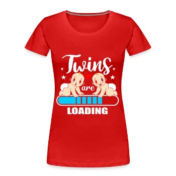 Twins Loading Schwanger Zwillinge Schwangerschaft - Frauen Premium Bio T-Shirt - Rot - Vorne - Mia (176cm)