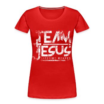 Team Jesus - T-shirt bio Premium Femme - rouge - Devant - Mia (176cm)