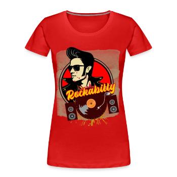 Rockabilly - Frauen Premium Bio T-Shirt - Rot - Vorne - Mia (176cm)