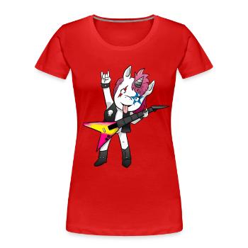 Heavy Metal Unicorn - Frauen Premium Bio T-Shirt - Rot - Vorne - Mia (176cm)