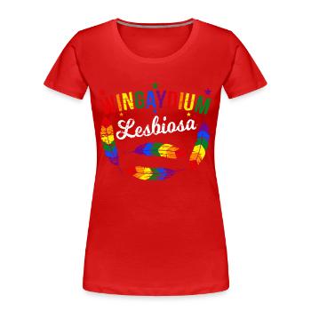 Wingaydium Lesbiosa Lgbt Pride Rainbow Lesbian - T-shirt bio Premium Femme - rouge - Devant - Mia (176cm)