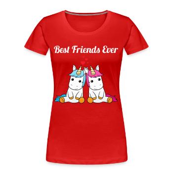 Best Friends Ever Bff Best friends licornes - T-shirt bio Premium Femme - rouge - Devant - Mia (176cm)