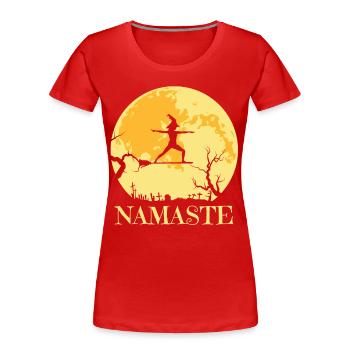 Namaste sorcière Besen Joga - T-shirt bio Premium Femme - rouge - Devant - Mia (176cm)