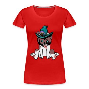 vilain chat magicien magie fantaisie magique enfant - T-shirt bio Premium Femme - rouge - Devant - Mia (176cm)