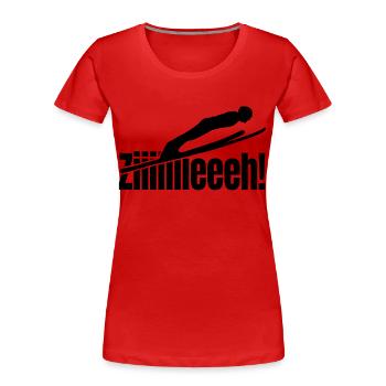 ZIEH Spruch Skispringer skispringen - Frauen Premium Bio T-Shirt - Rot - Vorne - Mia (176cm)