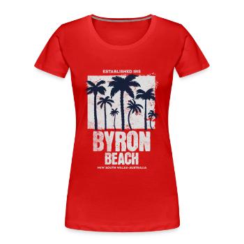 Byron Beach NSW, Australien - Frauen Premium Bio T-Shirt - Rot - Vorne - Mia (176cm)
