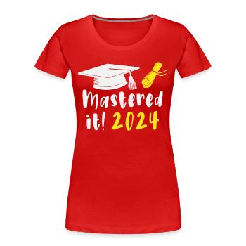 Gemeistert 2024 Master Abschluss Graduiert 2024 - Frauen Premium Bio T-Shirt - Rot - Vorne - Mia (176cm)