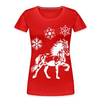 Edles Islandpferd Tölt Eiskristalle Damen Mädchen - Frauen Premium Bio T-Shirt - Rot - Vorne - Mia (176cm)