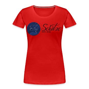 Sternzeichen Schütze Tierkreiszeichen Astrologie - Frauen Premium Bio T-Shirt - Rot - Vorne - Mia (176cm)