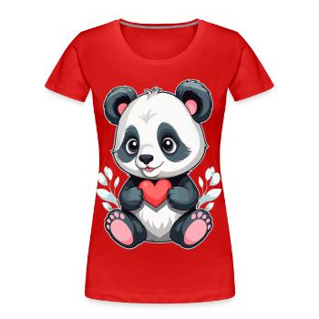 Panda mit Herz - Frauen Premium Bio T-Shirt - Rot - Vorne - Mia (176cm)