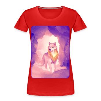 Weißer Wolf in Aquarell 2 (Lila) - Frauen Premium Bio T-Shirt - Rot - Vorne - Mia (176cm)