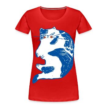 LAUNENHAFT - Frauen Premium Bio T-Shirt - Rot - Vorne - Mia (176cm)