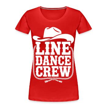 Line Dance Crew Western Logo - Women's Premium Organic T-Shirt - red - Front - Mia (176cm)