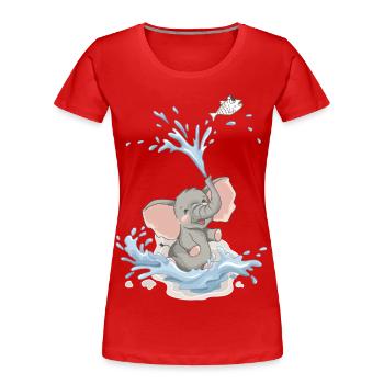 Elephant Baby Elephant Water Splash Summer Bathing - Women's Premium Organic T-Shirt - red - Front - Mia (176cm)