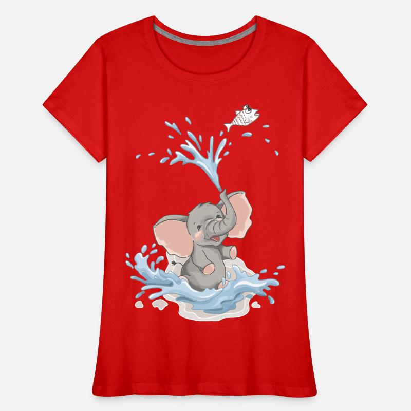 Bébé éléphant Éléphant Éclaboussure d’eau Eau Baignée d’été T-shirt bio Premium Femme