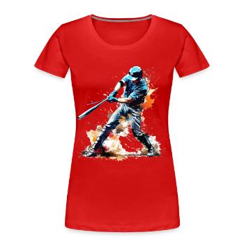 Baseball Baseballspieler Home Run Schläger Splash - Frauen Premium Bio T-Shirt - Rot - Vorne - Mia (176cm)